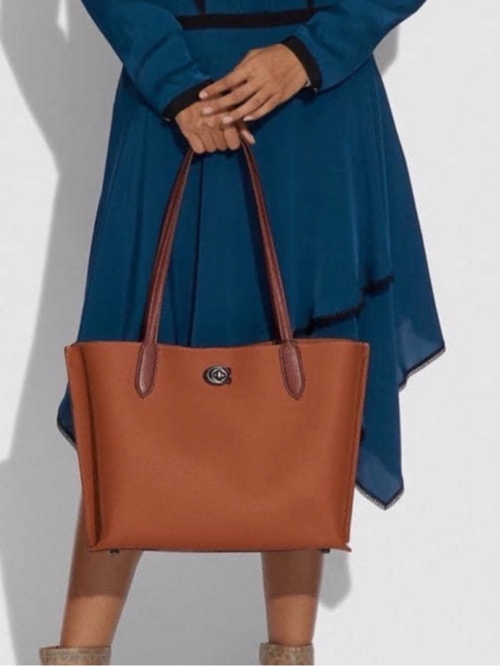 Coach Willow Brown Pebbled Leather Tote Bag